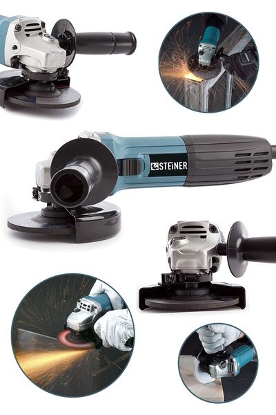 STEİNER Germany Technology 2400 Watt Profesyonel Avuç Içi Spiral Taşlama Makinesi 125 Mm + 10 Disk