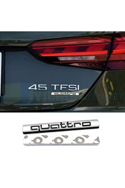 yılmazetic Audi Quattro Bagaj Çamurluk Logo Amblem Paslanmaz Çelik Siyah Yüks...