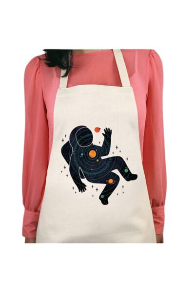 ART HEDİYE مريلة مطبخ قابلة للغسل مع رائد فضاء ونظام شمسي، طباعة دائمة وطارد للماء