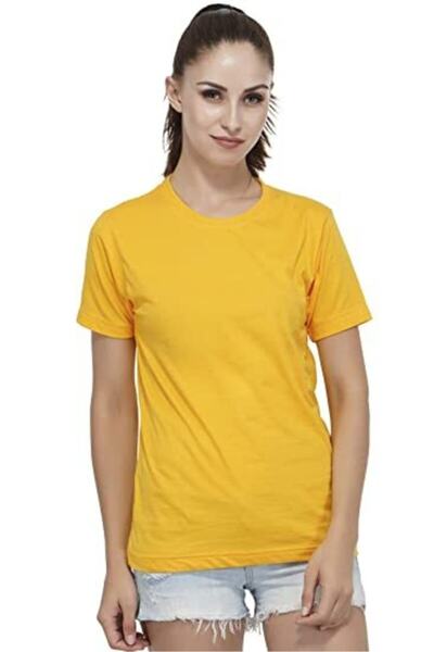 HediyeMania Γυναικείο μπλουζάκι με λαιμόκοψη κίτρινο βαμβακερό γυναικείο μπλο...