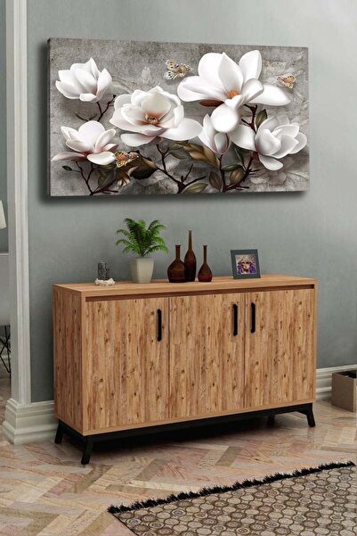 ALLEGORYA Canvas Wall Painting White Flower Themed Decorative Painting