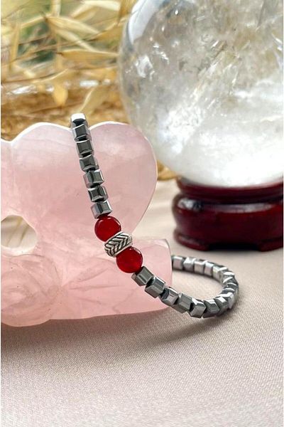 CRAZY TAKI TASARIM Hematite&Agate Natural Stone Bracelet