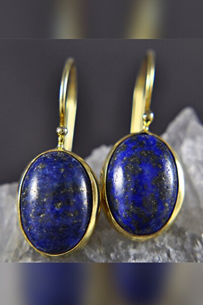 LADYMİRAGE Lapis Lazuli Doğal Taş Gümüş Küpe