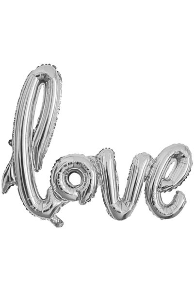 ELGALA Foil Balloon Love Hand Written Helium Balloon Silver Color