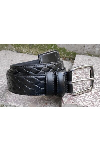 Kemer Dünyası حزام جلد كلاسيكي بنمط الماس من الجلد الطبيعي مقاس 3.5 سم للرجال...