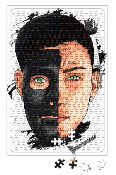 Baskı Dükkanı Metade Mascara Metade Rosto Brunincdr Puzzle 240 قطعة