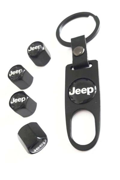 Jeep طقم غطاء صمام وسلسلة مفاتيح من الفولاذ المقاوم للصدأ من رانجلر