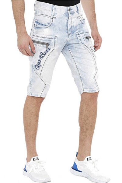 Cipo&Baxx Erkek Açık Mavi Çift Yan Cepli Parça Dikişli Kot Kapri