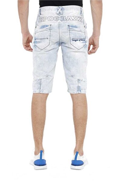 Cipo&Baxx Erkek Açık Mavi Çift Yan Cepli Parça Dikişli Kot Kapri