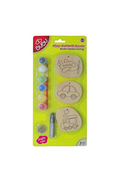 Bubu Ahşap Anahtarlık Boyama Seti (kalp-çiçek-kelebek)