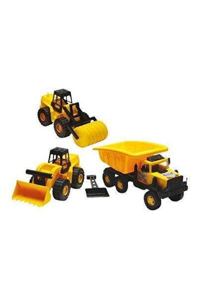 Genel Markalar Oyuncak Üçlü Sarıyol Seti Kamyon Kepçe Silindir 1217