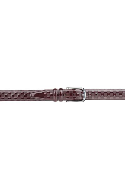 Deriza Men's Claret Red Tera Classic Patent Leather Belt
