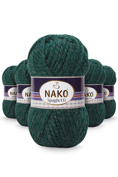 NAKO Spaghetti 3444 5 Pieces Winter Rope Wool Island Green
