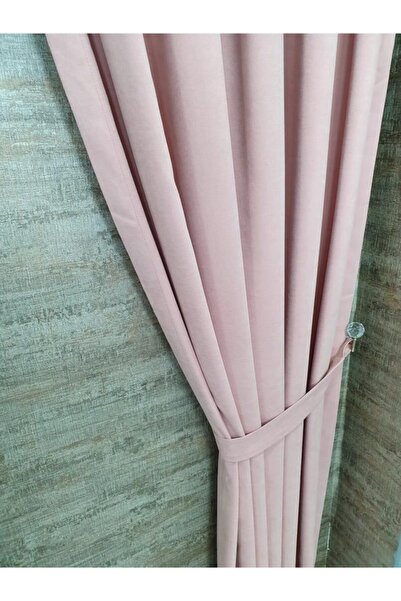 BBB Фонова завеса с кадифена текстура, еднокрилна, розова, 1X2,5, с плисета