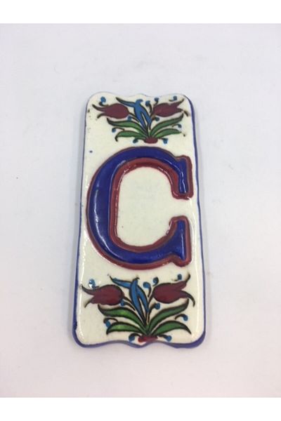 Dost Art Hediyelik Handmade and Hand Painted Ceramic Door Numbers Door Letters Letter C