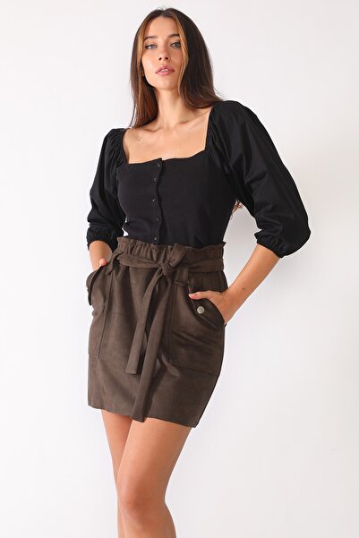 Element's Kadın Kare Yaka Önden Düğmeli Bluz