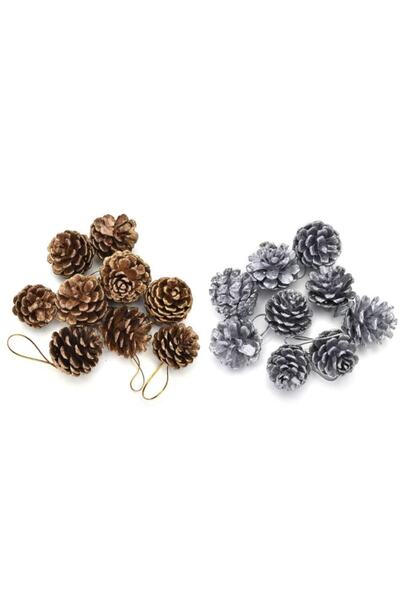 Happyland شجرة صنوبر عيد الميلاد مخروط ذهبي وفضي 12 قطعة