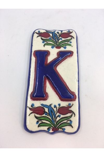 Dost Art Hediyelik Handmade and Hand Painted Ceramic Door Numbers Door Letters K