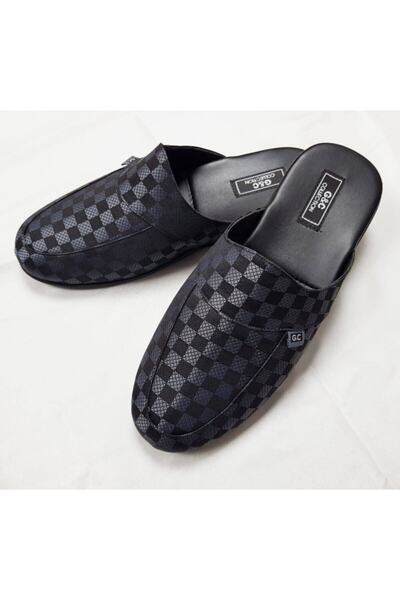 GC Men's Black Poly Sole Plaid Home Slippers