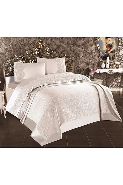 Lovessa Home French Guipure Karaca Pique Set Cream (6 Pieces)