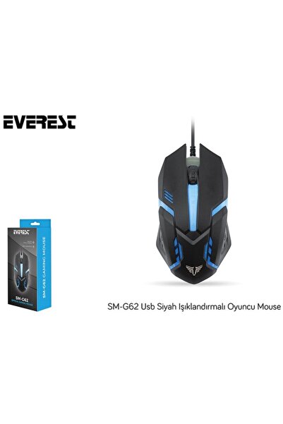 Everest Sm-g62 Usb Siyah Işıklandırmalı Oyuncu Mouse