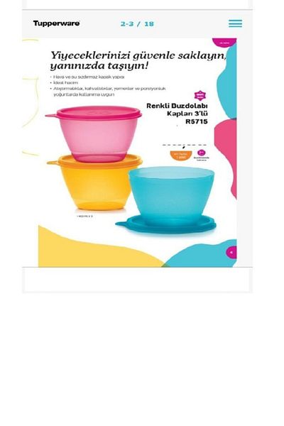 Tupperware Colorful Refrigerator Container Set of 3