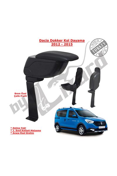 ByLizard Dacia Dokker Non-Drilling Steel Leg Sliding Armrest Black