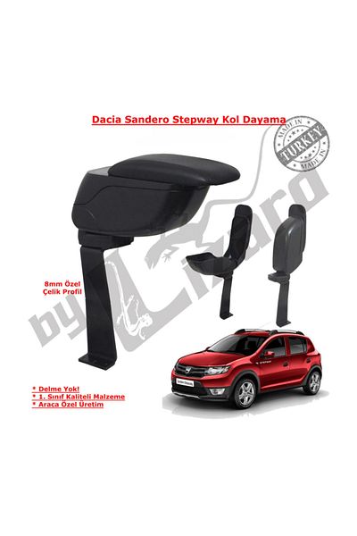 ByLizard Dacia Sandero I Stepway Non-Drilling Steel Leg Armrest Black