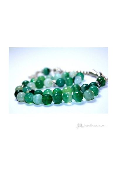 RD EKOAVM Green Variegated Agate Stone Rosary 8 Mm Facet Cut