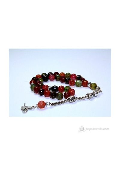 RD EKOAVM Veined Colored Agate Stone Rosary 8 Mm Facet Cut