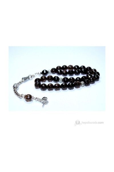 RD EKOAVM Smoky Quartz Stone Rosary 8 Mm Facet Cut
