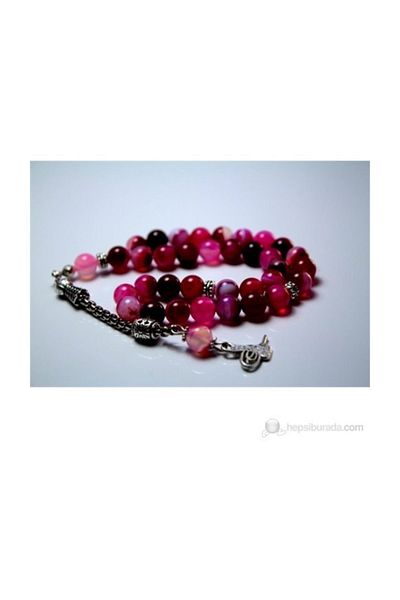 RD EKOAVM Red Variegated Agate Stone Rosary 8 Mm Globe Cut