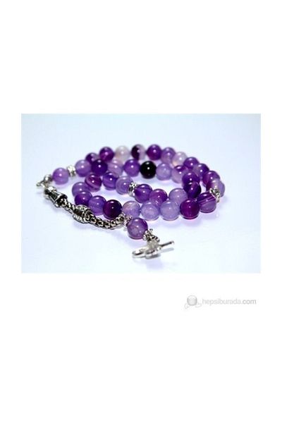 RD EKOAVM Purple Variegated Agate Stone Rosary 8 Mm Globe Cut