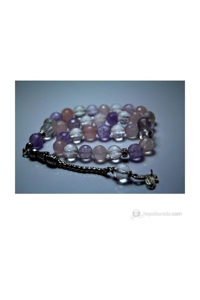 RD EKOAVM Pink Quartz-crystal-amethyst Stone Rosary 10 Mm Facet Cut