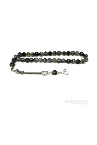 RD EKOAVM Veined Agate Stone Rosary 8 Mm Globe Cut