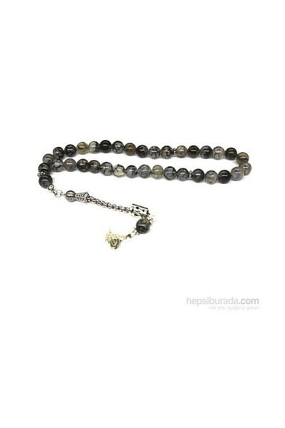 RD EKOAVM Veined Agate Stone Rosary 8 Mm Globe Cut