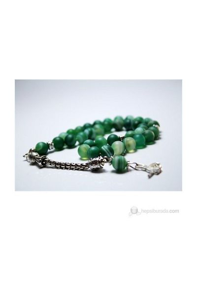 RD EKOAVM 8 Mm Globe Cut Matte Green Agate Stone Rosary