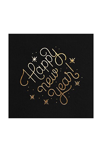 Story منديل ورقي أسود اللون منقوش عليه ورق ذهبي مقاس 33 × 33 سم سنة جديدة سعيدة