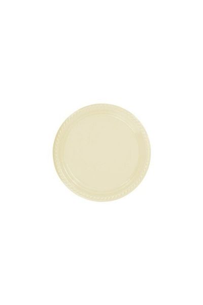 Hayaller Dükkanı Cream Color Round Plastic Plate? ????? ?22 cm 25 Pieces
