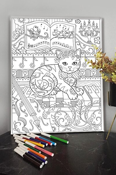 KanvasSepeti 40x30cm Çocuklar Için Guaj,akrilik,keçeli,sulu Boya Ile Boyanabi...