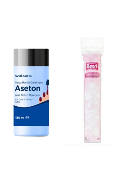 Watsons Koyu Renk Ojeler Için Aseton 150 Ml+ Benri Disk Pamuk 140 Adet