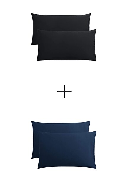 StellaFlavo Față de pernă Stella Flavo 4 piese 50x70+20cm cu husă Negru-Albas...