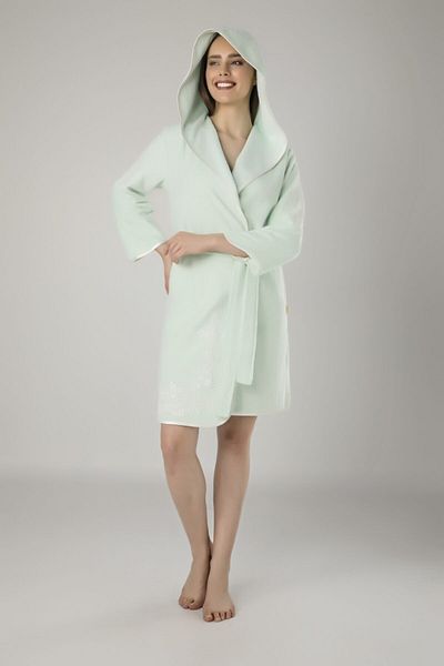 Nuşa Γυναικείο μπουρνούζι Mint Green Lace - Βαμβακερό