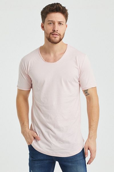 Tarz Cool Men's Pink Dirty Collar Casual T-shirt