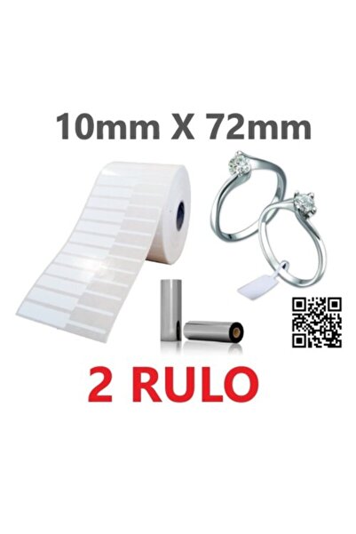 DünyaEtiket Kuyumcu Etiketi 10mm X 72mm 2 Rulo Toplam:2500 Adet