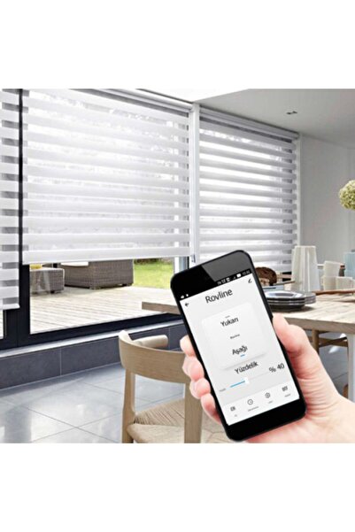 Rovline Motorlu Akıllı  Zaman Ayarlı Sesle Kontrol Edilebilir Zebra Perde