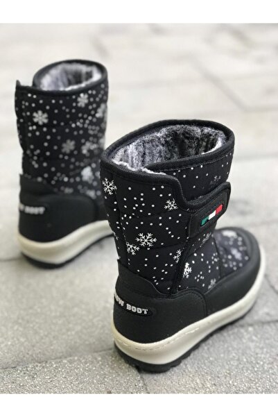 LAURELS Κοριτσίστικες μαύρες γούνινες μπότες χιονιού Snowflake