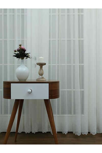 Esse Home Etek Ucu Desenli Dantel Tül Perde, 300x260, Seyrek Pile, 1/2
