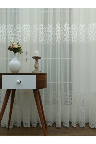 Esse Home 350x250 Флорова мереживна тюлева штора - рідкі складки, 1/2