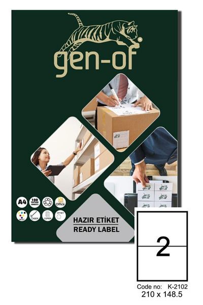 Gen-Of Gk-2102 Laser Label 210x148.5 100 Sheets (200 Labels)